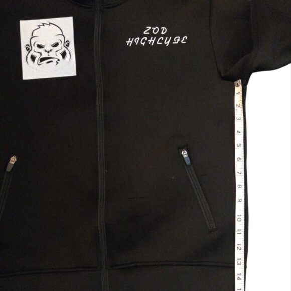 Black Jacket Men's Boys Size Medium Full Zip Up C Track Jacket Gorilla Ape Logo - Picture 7 of 11